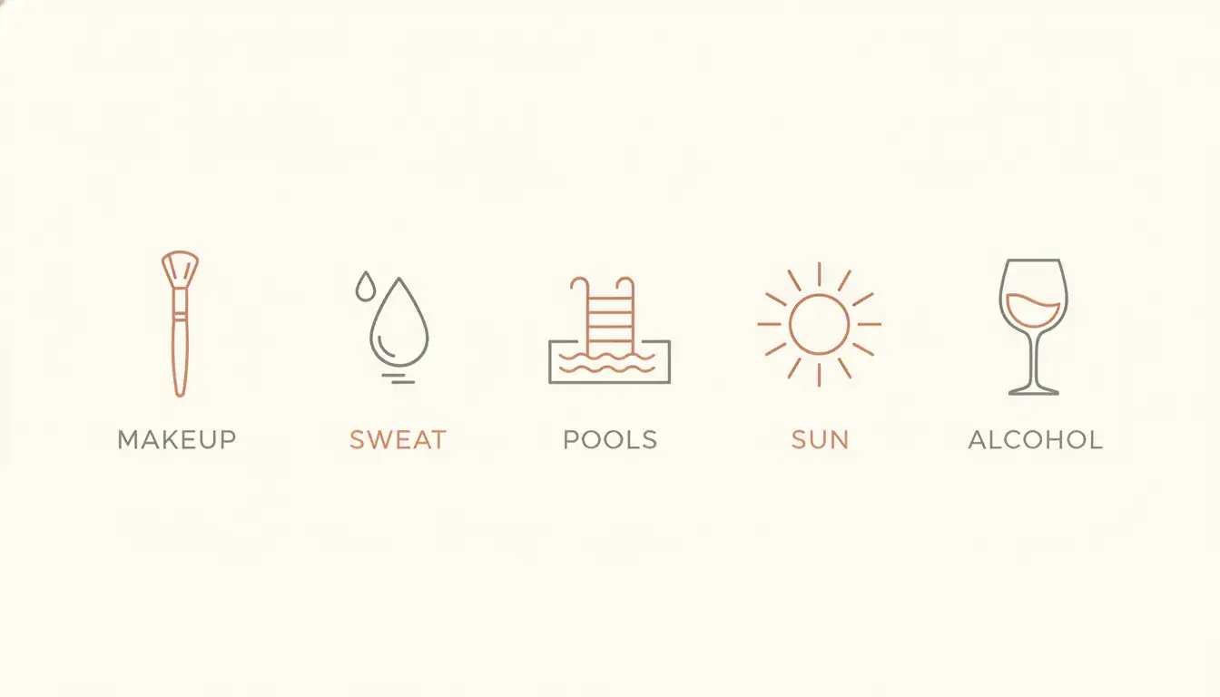 Five things to avoid in the first 48 hours of microneedling aftercare: makeup, sweat, pools, sun and alcohol